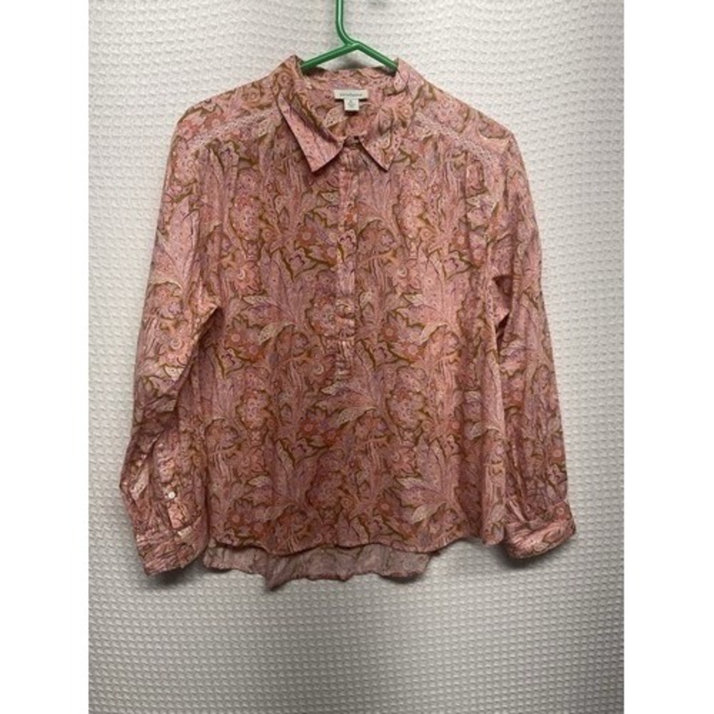 Sundance Poppy Bloom Paisley Long Sleeve Button Up Shirt Blouse Women LP India